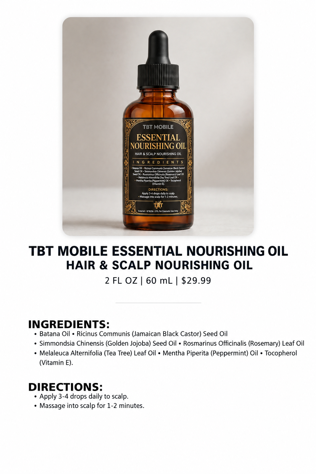 Nourishing Oil product information card